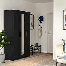 Шкаф 3-дверный БРИМНЭС черный 117x190 см ИКЕА, IKEA, фото 2