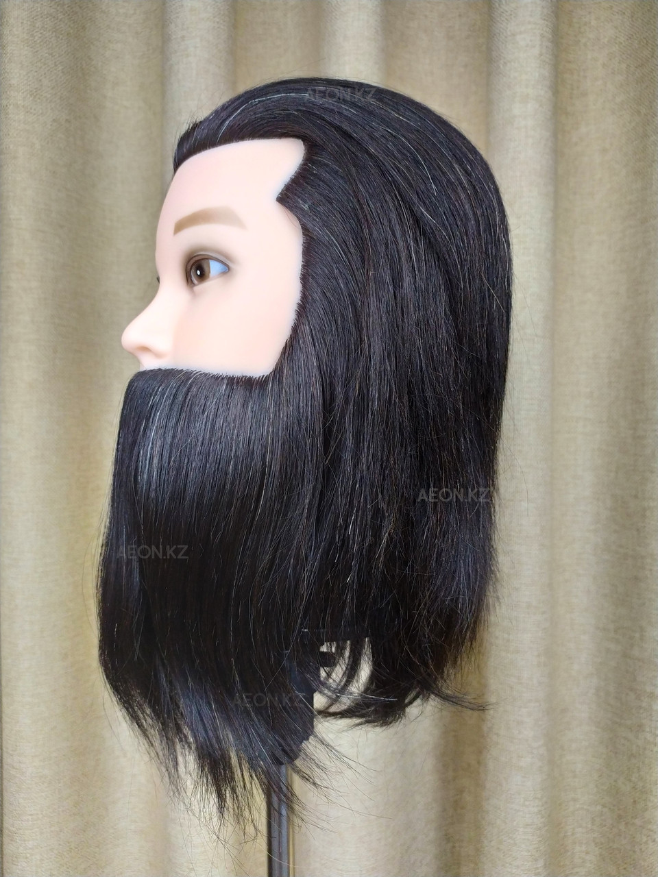Голова-манекен мужской с бородой брюнет волос (100%) - 40 см - фото 5 - id-p76508595