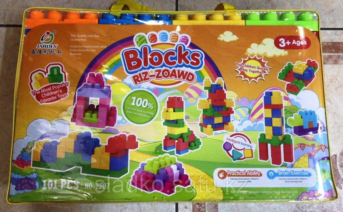 Конструктор детский пластик блоки 101 детали в сумочке