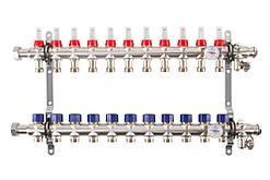 Коллектор с расходомерами Mixell 11 контуров, из нержавеющей стали