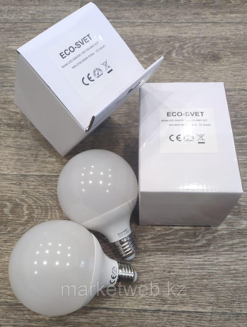 Светодиодная LED ЛЕД лампа G95 XW 15W Экосвет - фото 6 - id-p47798858