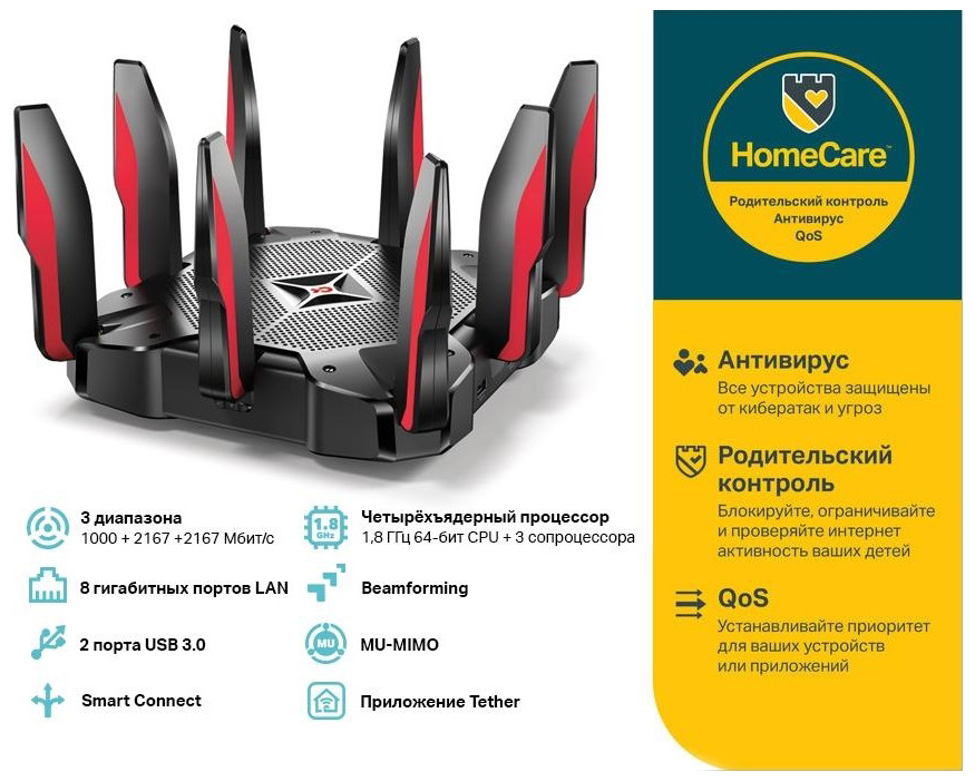Маршрутизатор беспроводной AC5400 GbE Tp-Link Archer C5400X