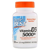 БАД Витамин D3, 5000 IU (360 капсул) Doctors best