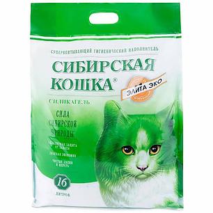Сибирская кошка 16л Элитный силикагель ЗЕЛЕНЫЕЫЕ ГРАНУЛЫ наполнитель для туалета, фото 2