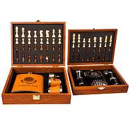 Подарочный набор: шахматы, фляжка, рюмки «Великий комбинатор» в деревянном кейсе (Jack Daniels), фото 2