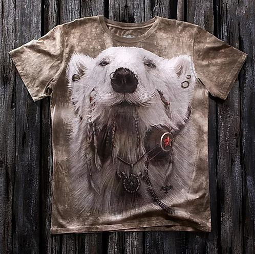Медведь хиппи мужская варёнка футболка 3D - фото 1 - id-p76686289