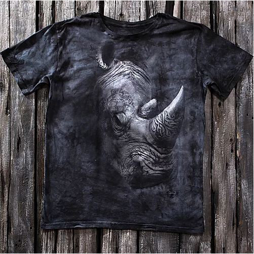 Носорог мужская молодежная футболка 3D - фото 1 - id-p76695951