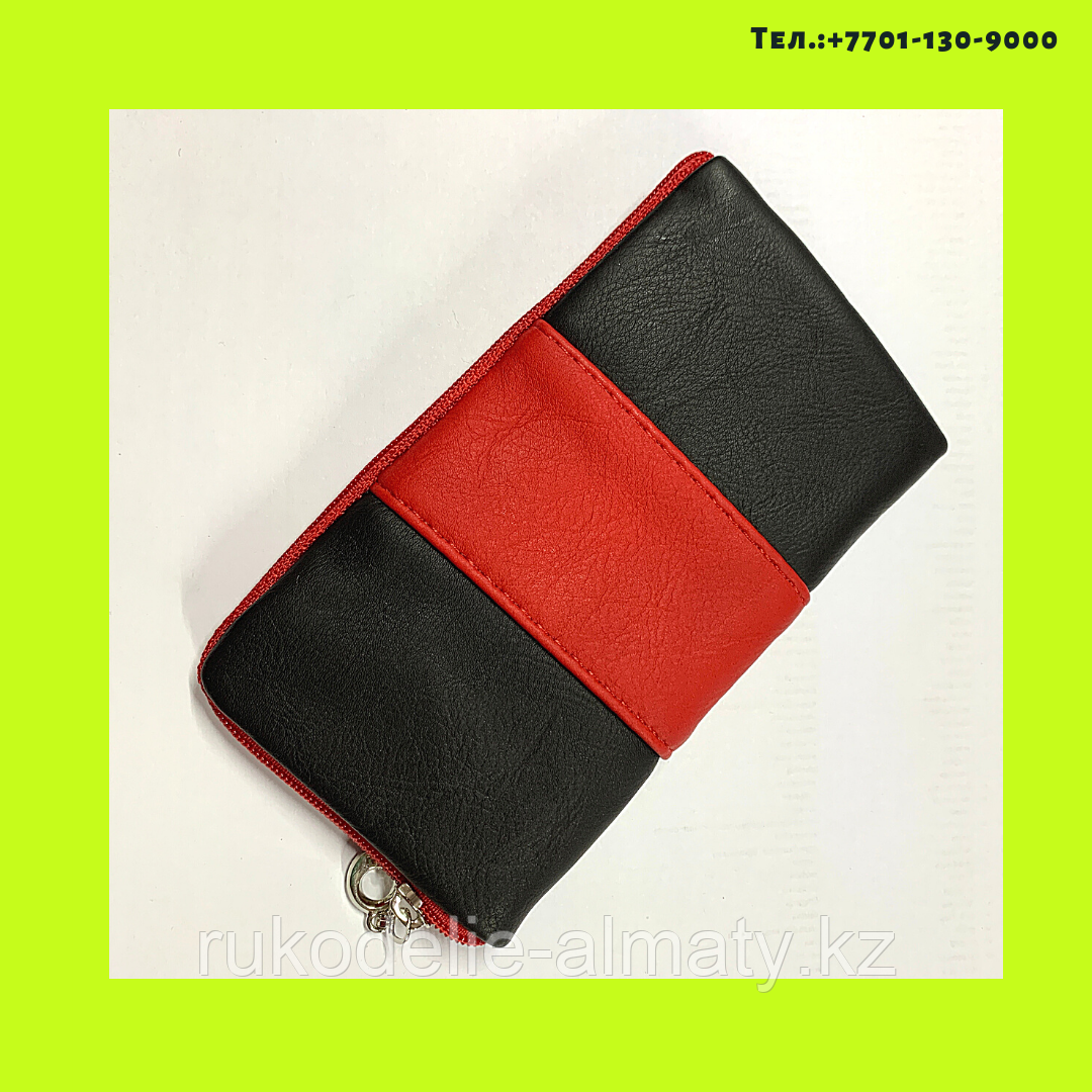 Чехол -кошелек для сотового телефона ,комбинированный красный - фото 1 - id-p76696299