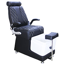 AS-9009 B Кресло педикюрное с ванночкой и откидной спинкой (черное, гладкое)