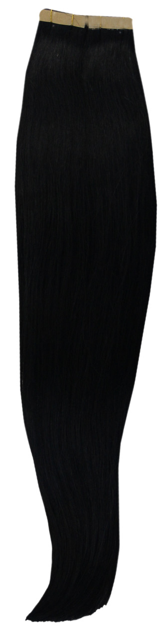 Волосы натур. Remy 55 см 20 STW #1 (80 г) самоклейка (30 лент) №33589