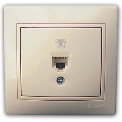 Розетка телефонная евро крем со вставкой Мира 701-0303-137