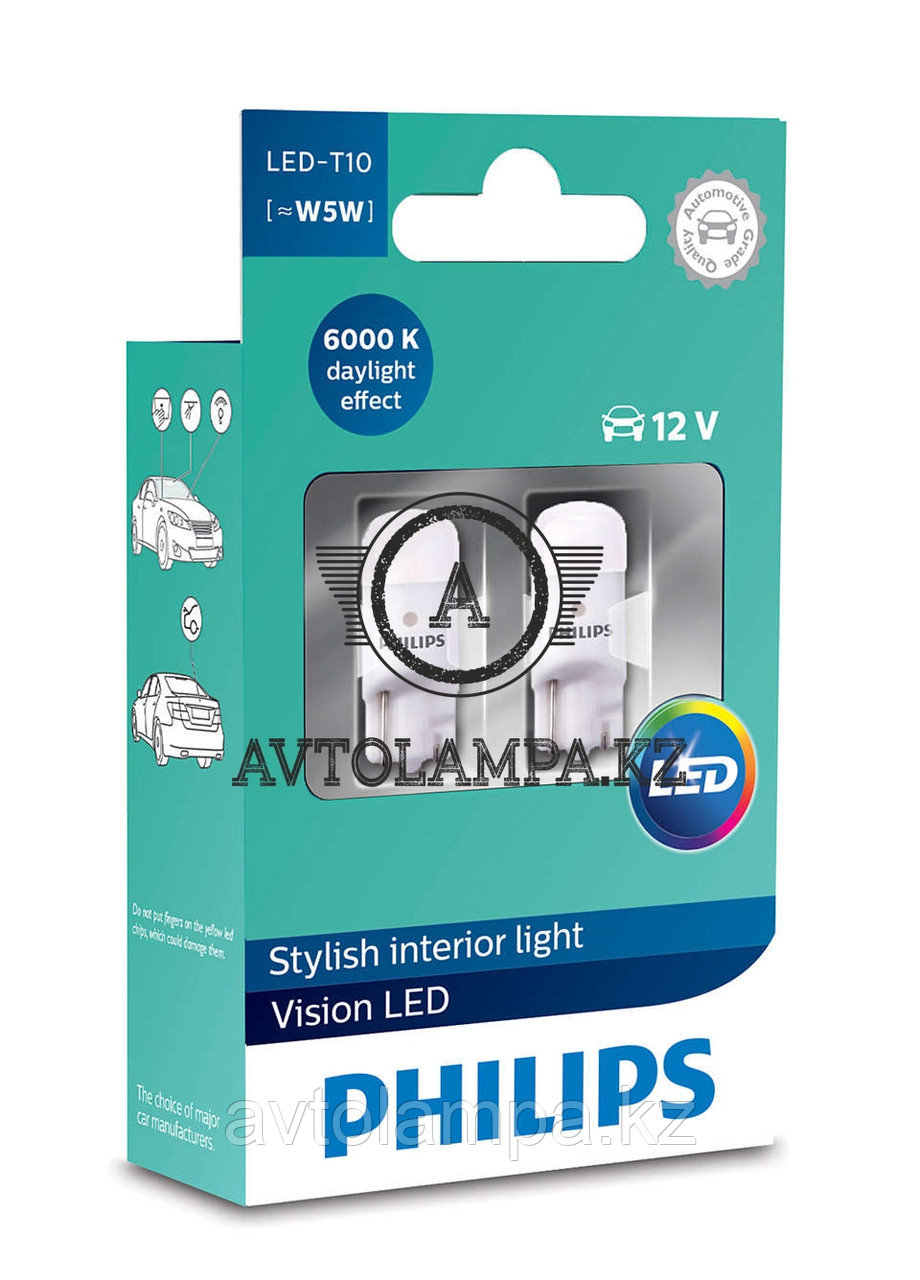 Philips LED T10 12791 W5W width light 12791 6000K (к-т), фото 1