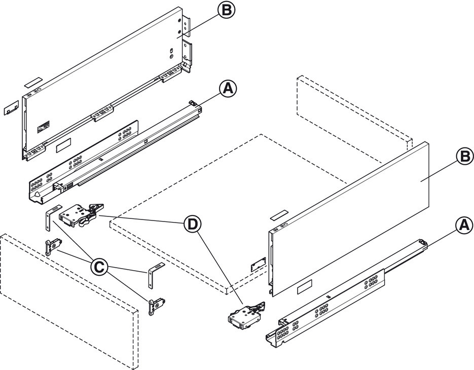 Выдвижной ящик MATRIX SLIM, белый, с доводчиком, 175X450MM - фото 2 - id-p76722364