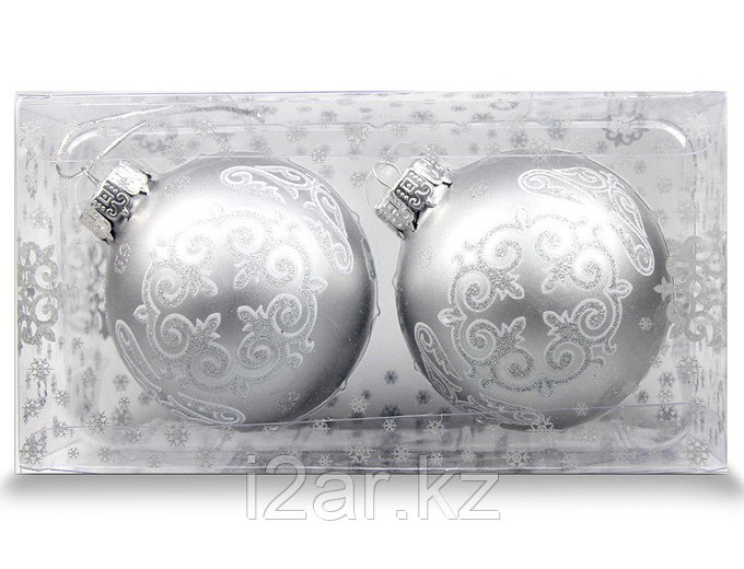 Набор из двух шаров с серебряным орнаментом 