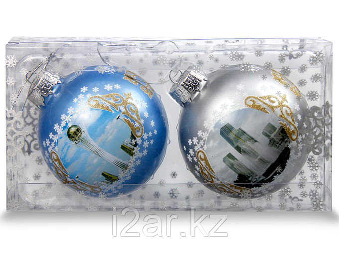 Набор из двух елочных шаров "Астана" Байтерек и Северное Сияние - фото 1 - id-p76722987