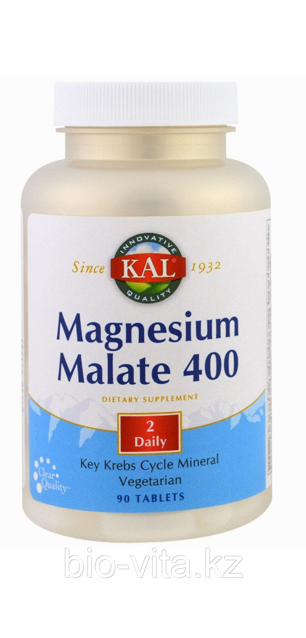 KAL, Малат магния 400 мг ( в 2 таблетках)90 таблеток. Яблочнокислый магний.