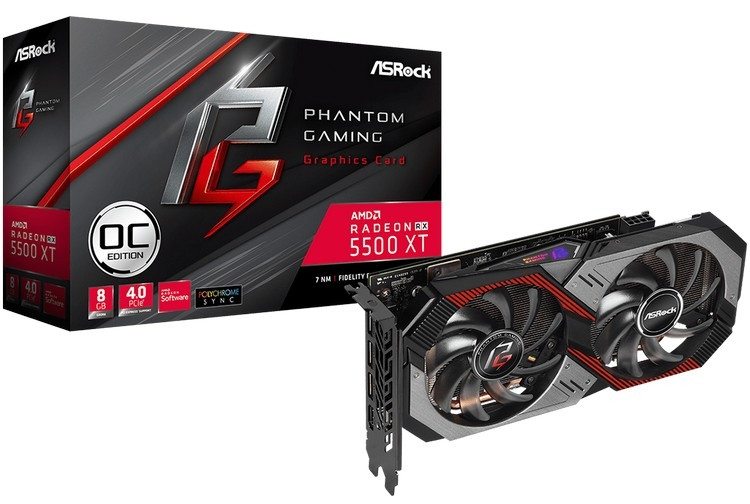 Видеокарта AsRock RADEON RX 5500XT Phantom Gaming D 8G OC