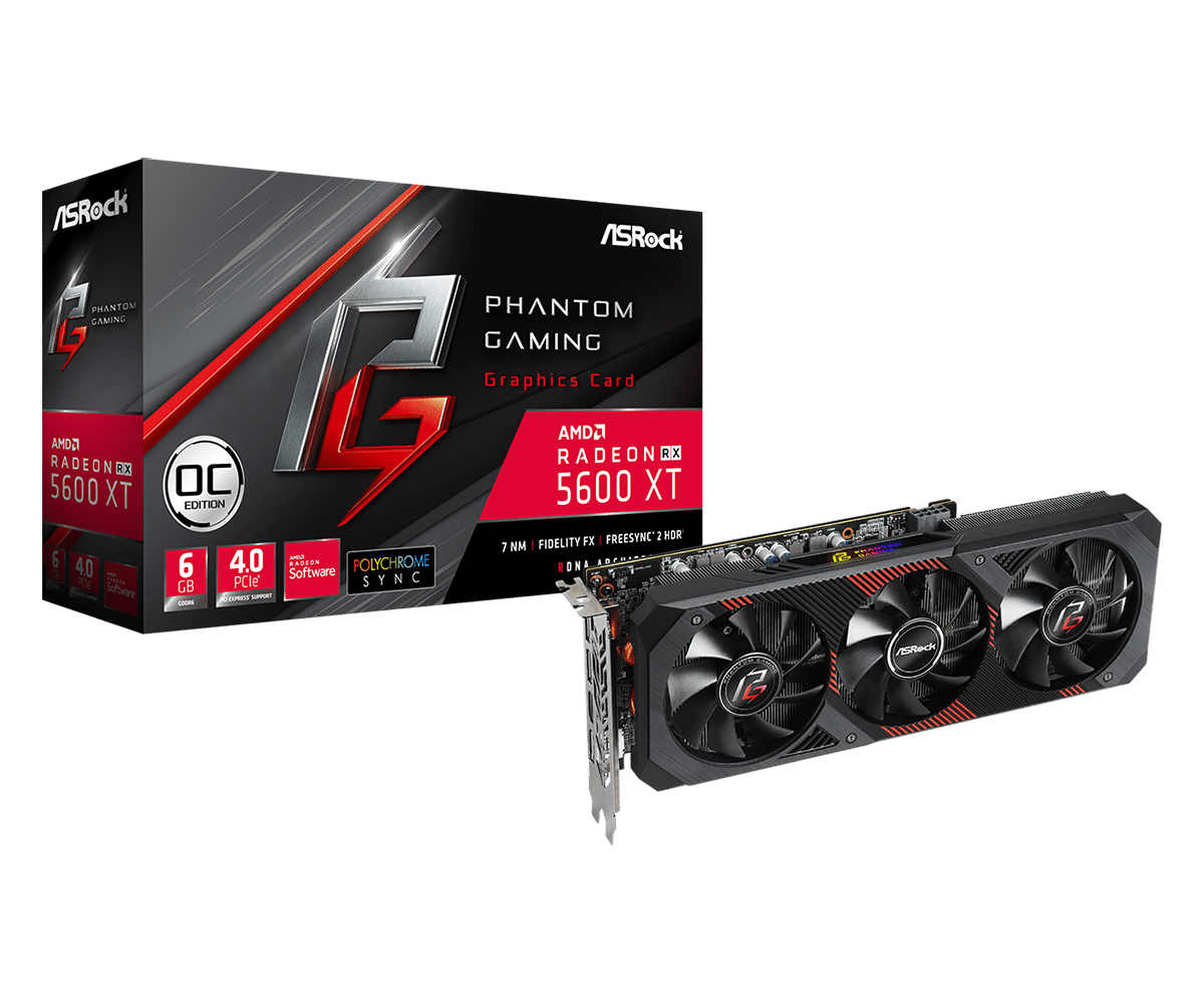 Видеокарта AsRock RADEON RX 5600XT Phantom Gaming D2 6G OC