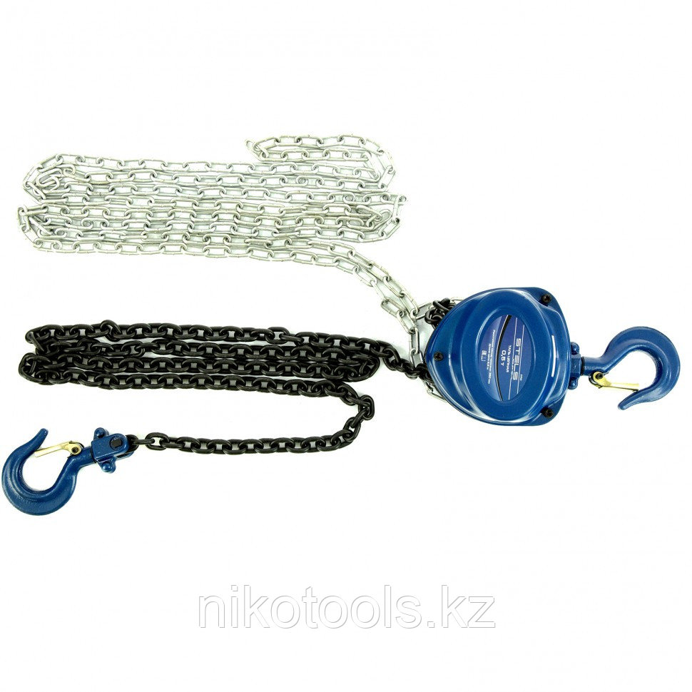 Таль цепная, 1 т, h подъема 2,5 м, расстояние между крюками 350 мм// Stels