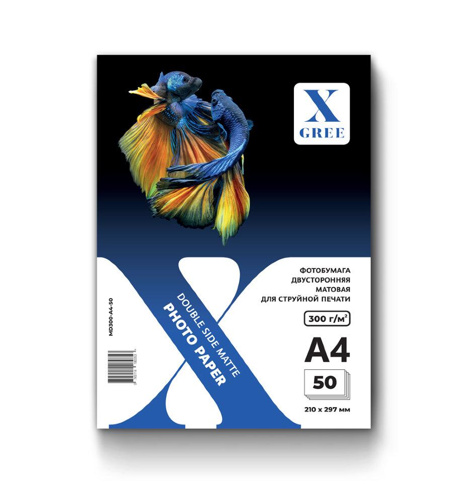 MD300-A4-50 Фотобумага для струйной печати X-GREE Матовая Двусторонняя A4*210x297мм/50л/300г NEW (16) - фото 1 - id-p76735673