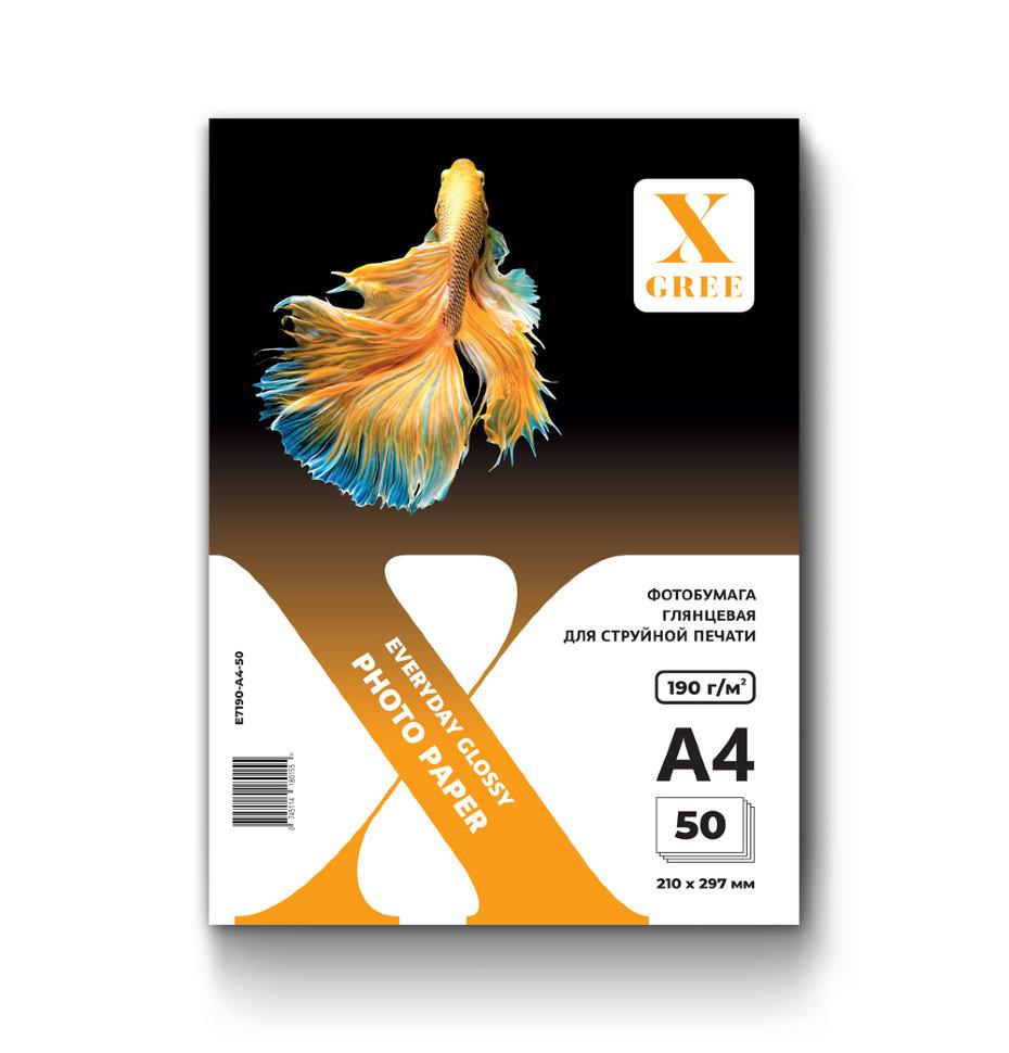 E7190-A4-50 Фотобумага для струйной печати X-GREE Глянцевая EVERYDAY A4*210x297мм/50л/190г NEW (22)