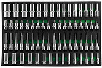 Набор головок торцевых глубоких 3/8", 1/2"DR и насадок торцевых 1/2"DR с вставками-битами в EVA ложементе