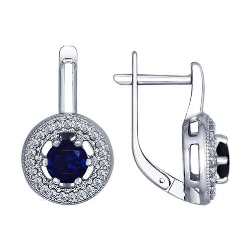 Серьги из серебра с бесцветными и синими фианитами SOKOLOV 94022452