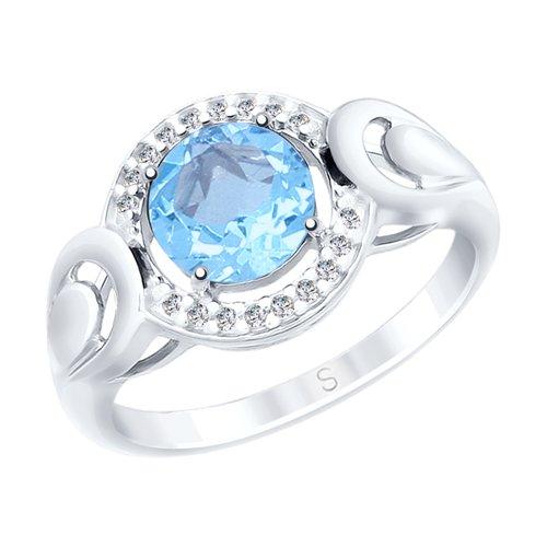 Кольцо из серебра с топазом и фианитами SOKOLOV 92011563 размеры - 18,5
