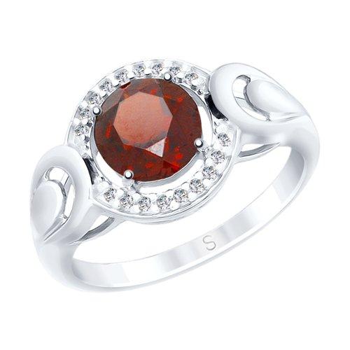 Кольцо из серебра с гранатом и фианитами SOKOLOV 92011565 размеры - 16,5