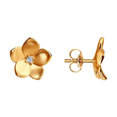 Серьги из золочёного серебра с фианитами SOKOLOV 93020949