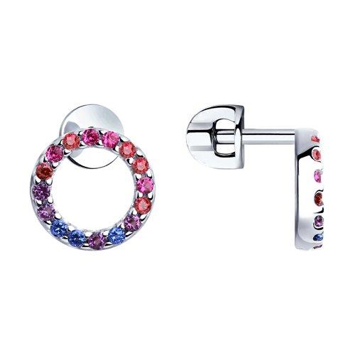 Серьги из серебра с красными корунд (синт.) и фианитами SOKOLOV 94023347