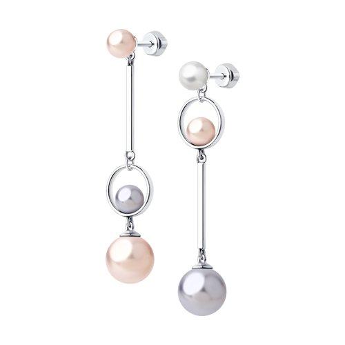 Серьги из серебра с жемчугом Swarovski SOKOLOV 94023666