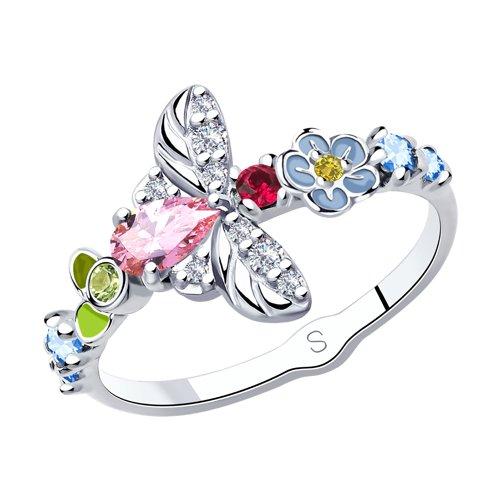 Кольцо из серебра с эмалью и фианитами SOKOLOV 94013042