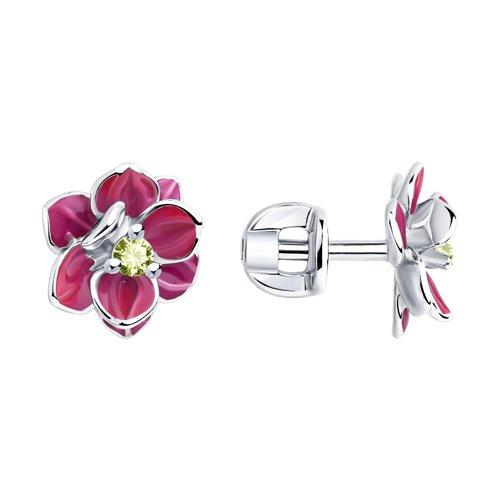 Серьги из серебра с эмалью и фианитами SOKOLOV 94023338