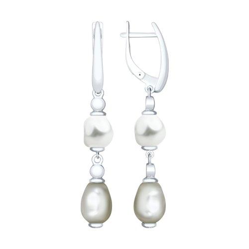 Серьги из серебра с белыми жемчугом Swarovski SOKOLOV 94023222