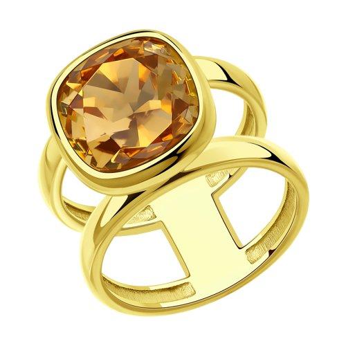 Кольцо из золочёного серебра с кристаллом Swarovski SOKOLOV 93010847