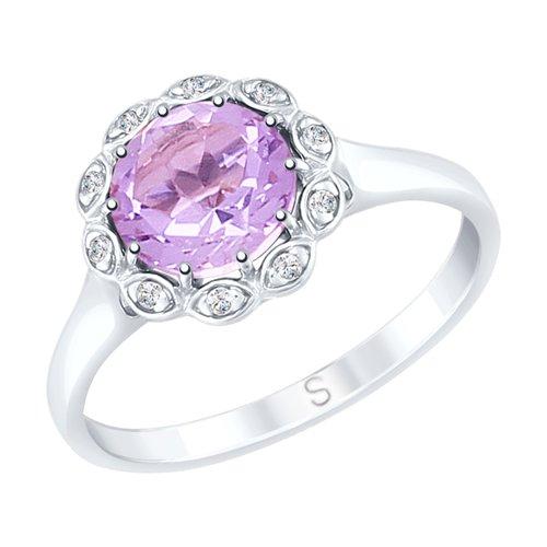 Кольцо из серебра с аметистом и фианитами SOKOLOV 92011639 размеры - 16,5