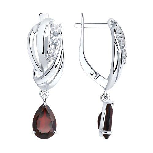 Серьги из серебра с гранатами и фианитами SOKOLOV 92022258