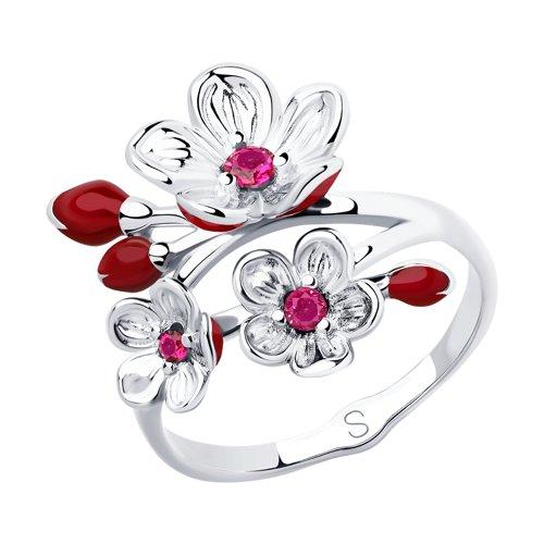 Кольцо из серебра с эмалью и фианитами SOKOLOV 94012856 размеры - 16,5 17 17,5 18 18,5 19 19,5 20