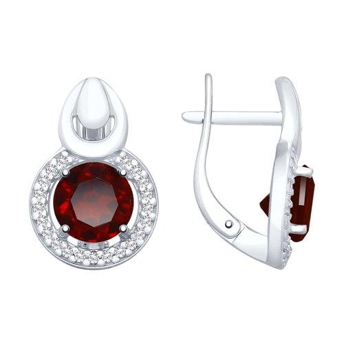 Серьги из серебра с гранатами и фианитами SOKOLOV 92021730