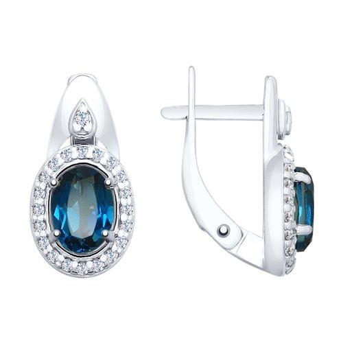 Серьги из серебра с синими топазами и фианитами SOKOLOV 92021684