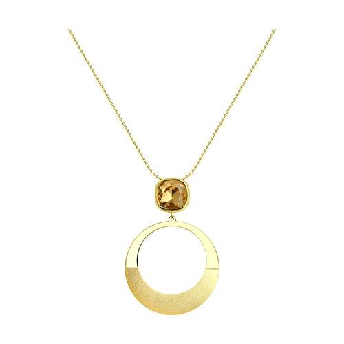 Колье из золочёного серебра с кристаллом Swarovski SOKOLOV 93070050