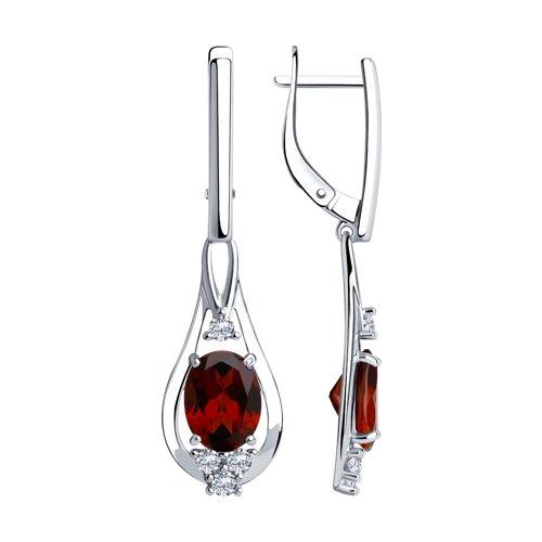 Серьги из серебра с гранатами и фианитами SOKOLOV 92022278