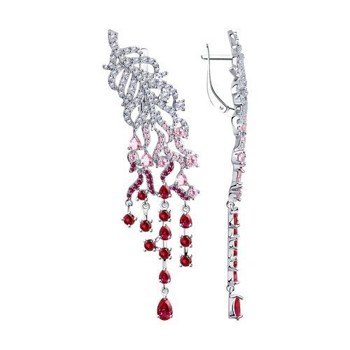 Серьги из серебра с корундами и фианитами SOKOLOV 94024021
