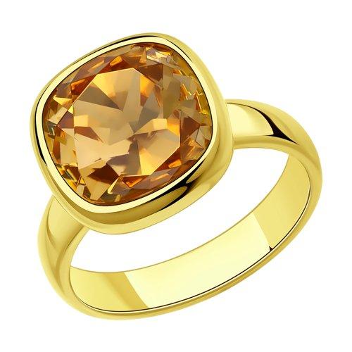 Кольцо из золочёного серебра с кристаллом Swarovski SOKOLOV 93010846