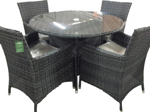 Обеденный ротанговый комплект Круглый стол + 4 кресла - фото 1 - id-p76752859