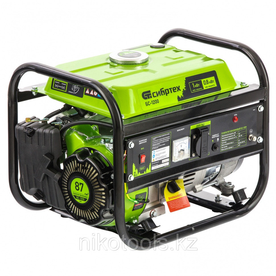 Генератор бензиновый БС-1200, 1 кВт, 230 В, 4-х такт., 5,5 л, ручной стартер// Сибртех