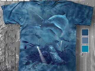 Акула и аквалангисты молодежная мужская варенка футболка 3D