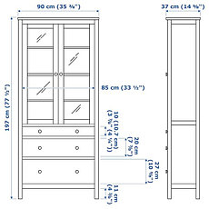 Шкаф-витрина с 3 ящиками ХЕМНЭС светло-коричневый 90x197 см ИКЕА, IKEA, фото 3