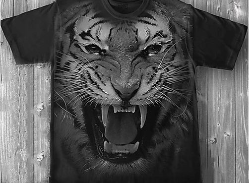 Тигр рычащий молодежная мужская варенка футболка 3D - фото 1 - id-p76781037